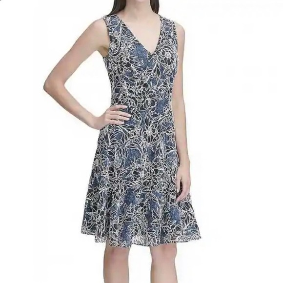 Tommy Hilfiger Dress Blue A-Line floral lace 0P - Picture 3 of 7